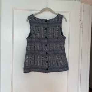 Banana Republic Navy and White Tank Top with Back Buttons